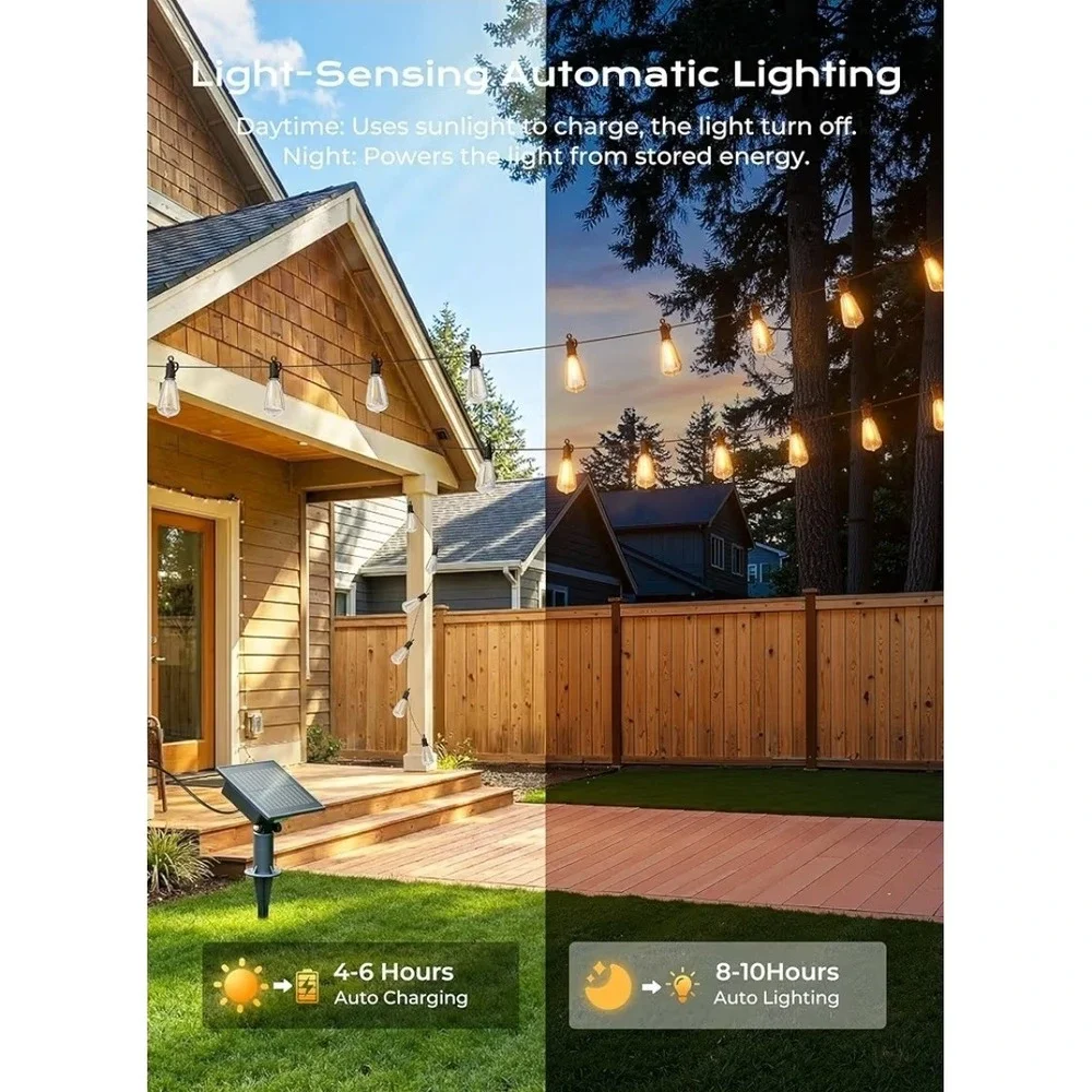 Solar String Lights 175FT LED Waterproof Dimmable Remote Brightown Patio Outdoor